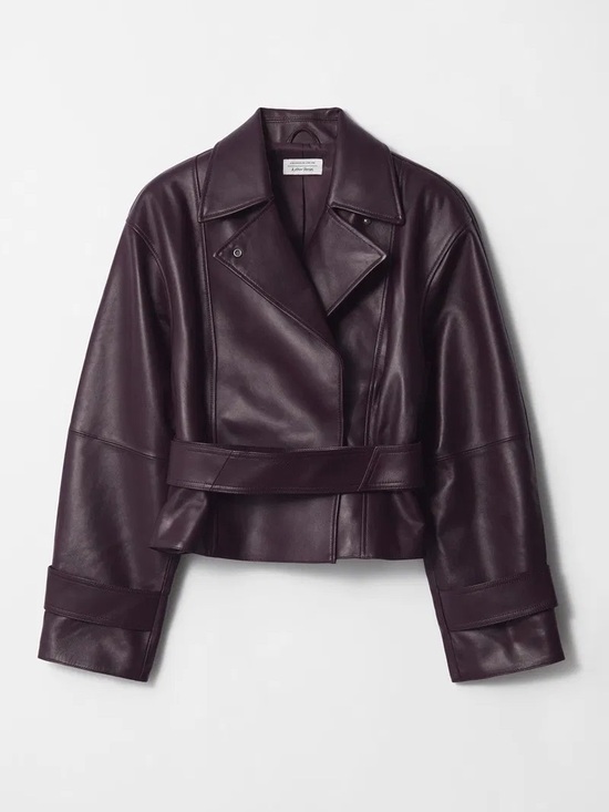& Other Stories Jackets & Blazers - & OTHER STORIES Plum Belted Leather Jacket